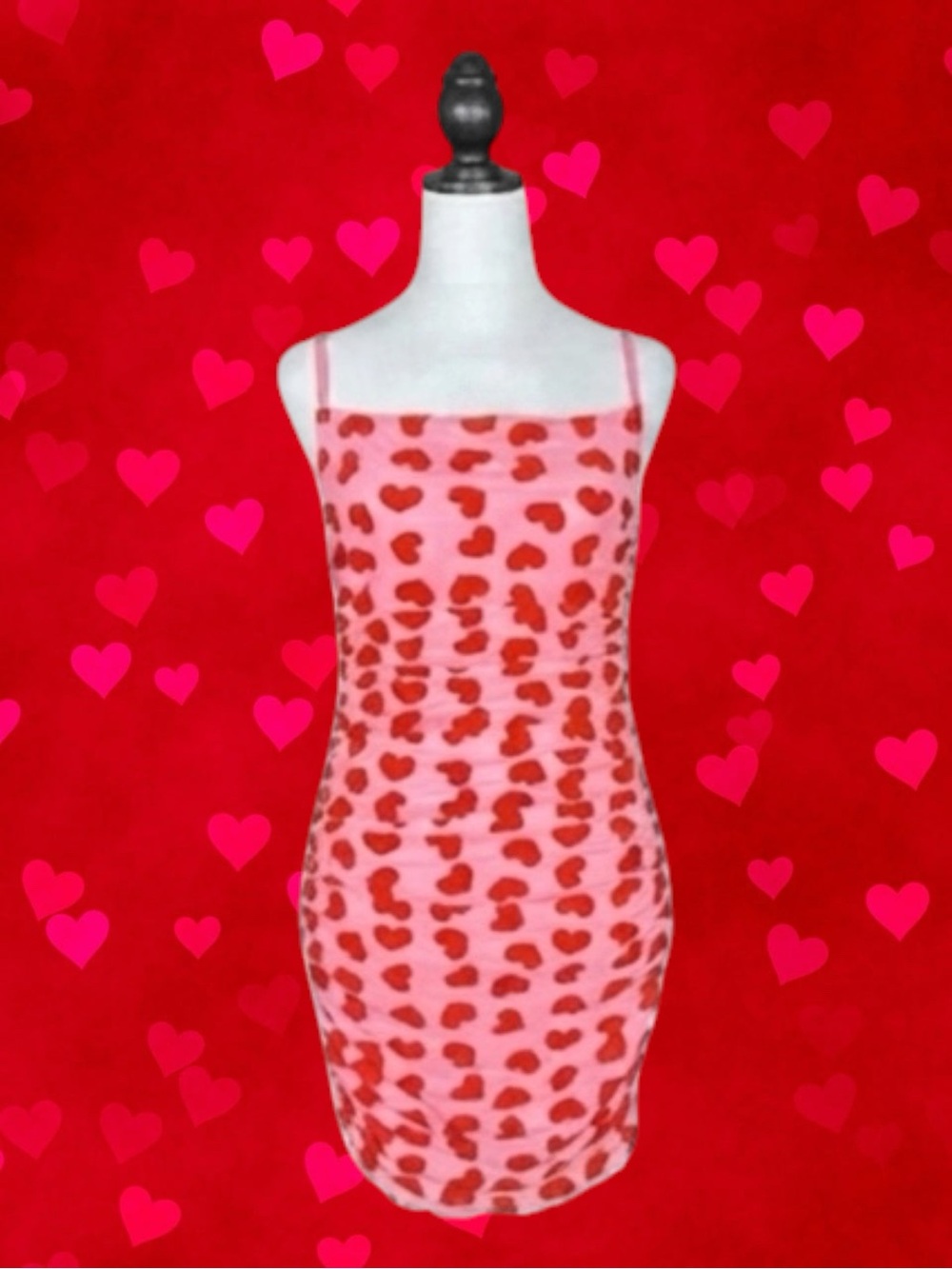 Dolls Kill Sugar Thrillz NWT Coquette Kawaii Velvet Heart Bodycon Mini Dress L